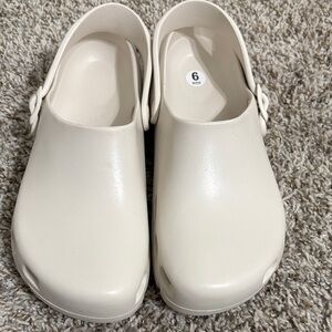 Birkenstock Off-White Slip-On Clogs